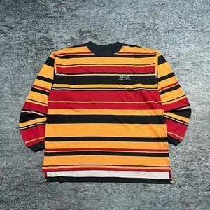Vintage Guts Shirt Long Sleeve Mens XL Striped Multicolor Skater Grunge 90s Y2K